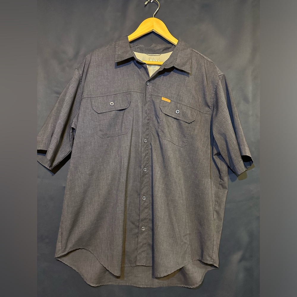 Orvis Shirt Mens XXL Blue Short Sleeve Performance Outdoor Hiking Button Down